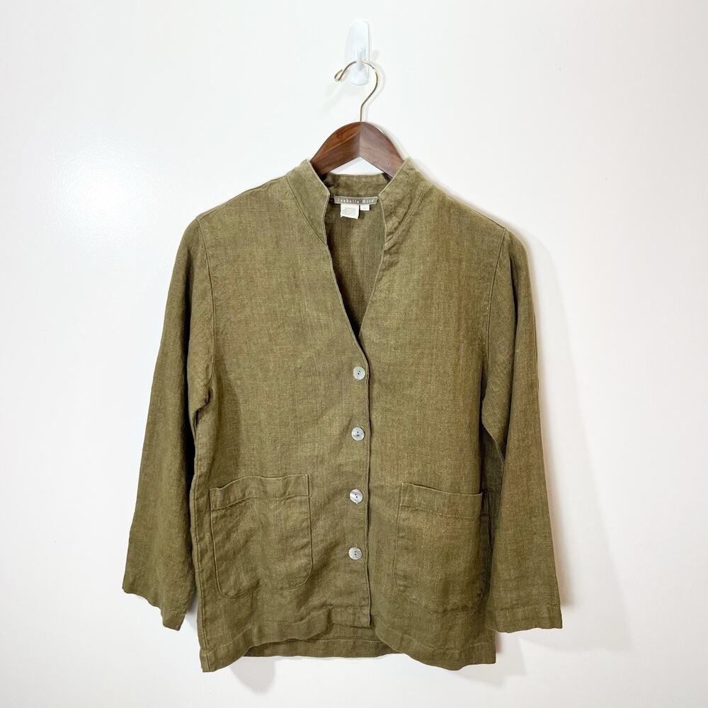 Isabella Bird Women's‎ Linen Jacket Size P Blazer Lagenlook Minimalist Business